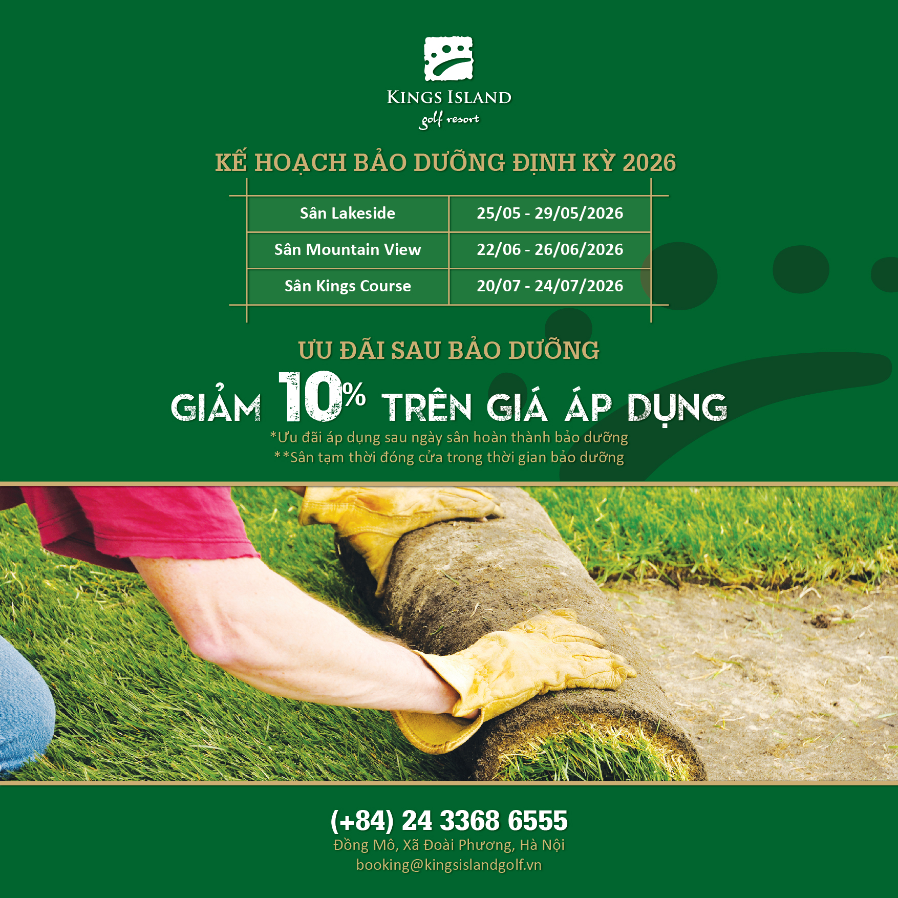 ƯU ĐÃI BẢO DƯỠNG SÂN GÔN